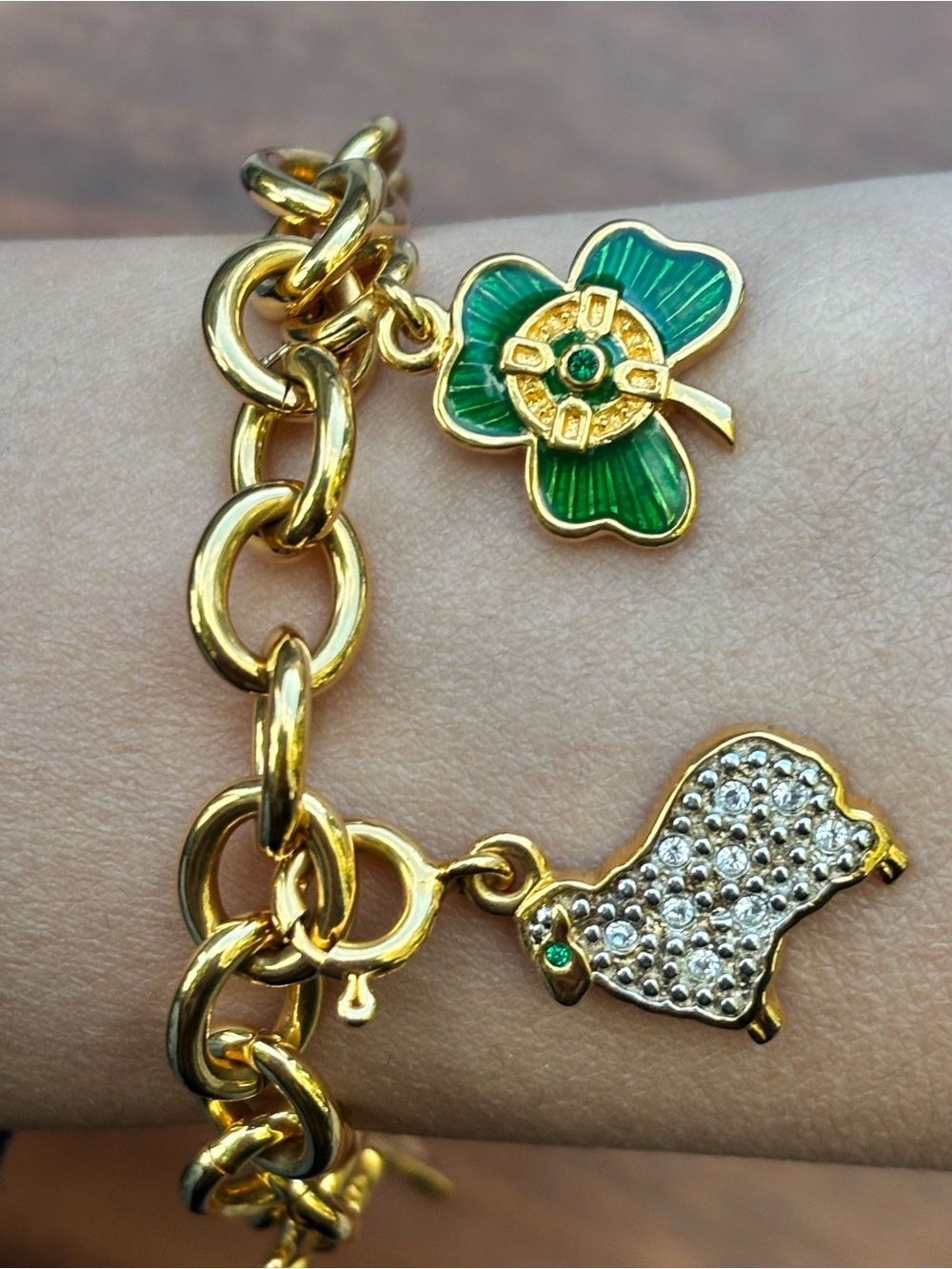Vtg Irish Vermeil Charm Bracelet Celtic Charms 7.5”